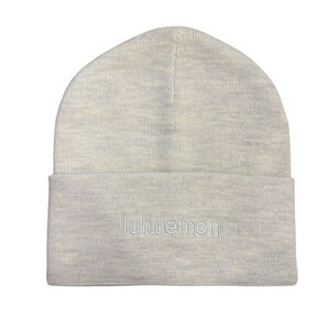 NWT Lululemon Warm Revelation Beanie Winter Hat Heathered Bone Merino Wool Beige